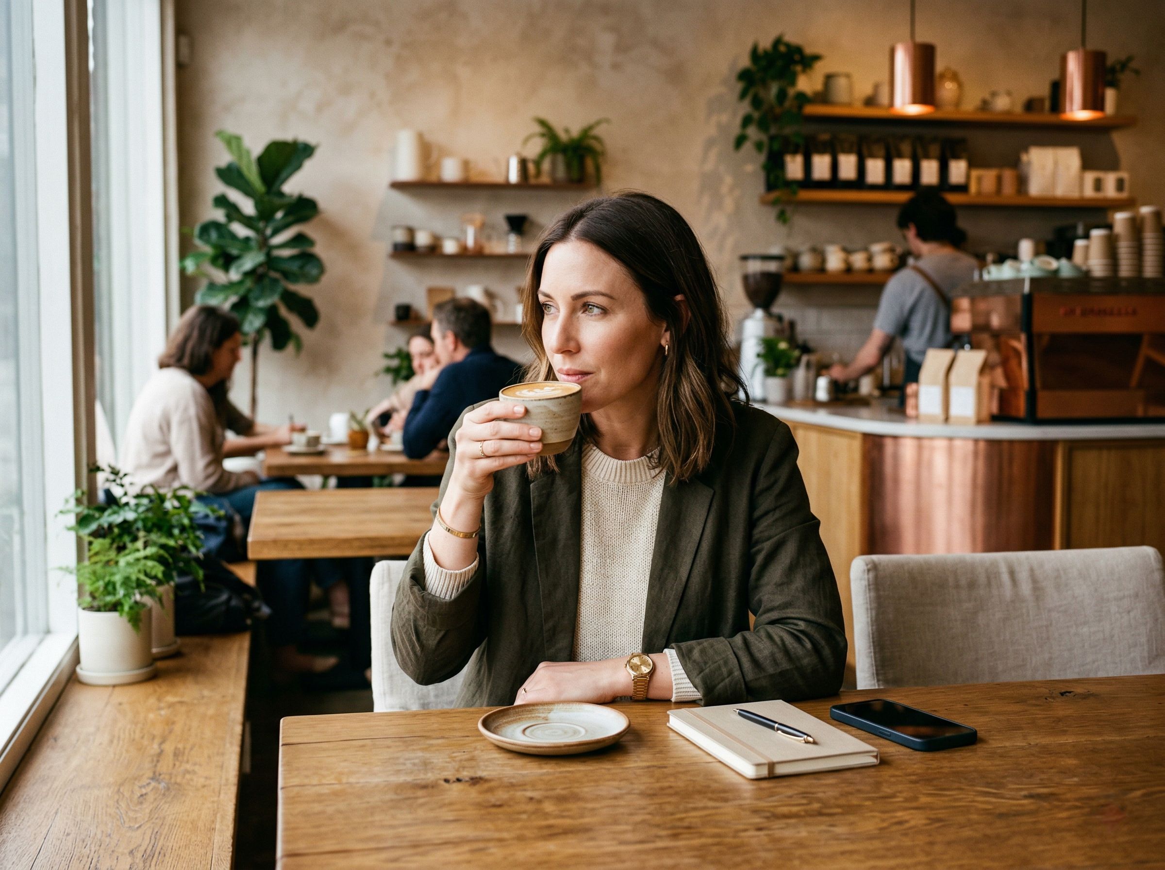 An individual CoffeePass member enjoying coffee at a quality independent café