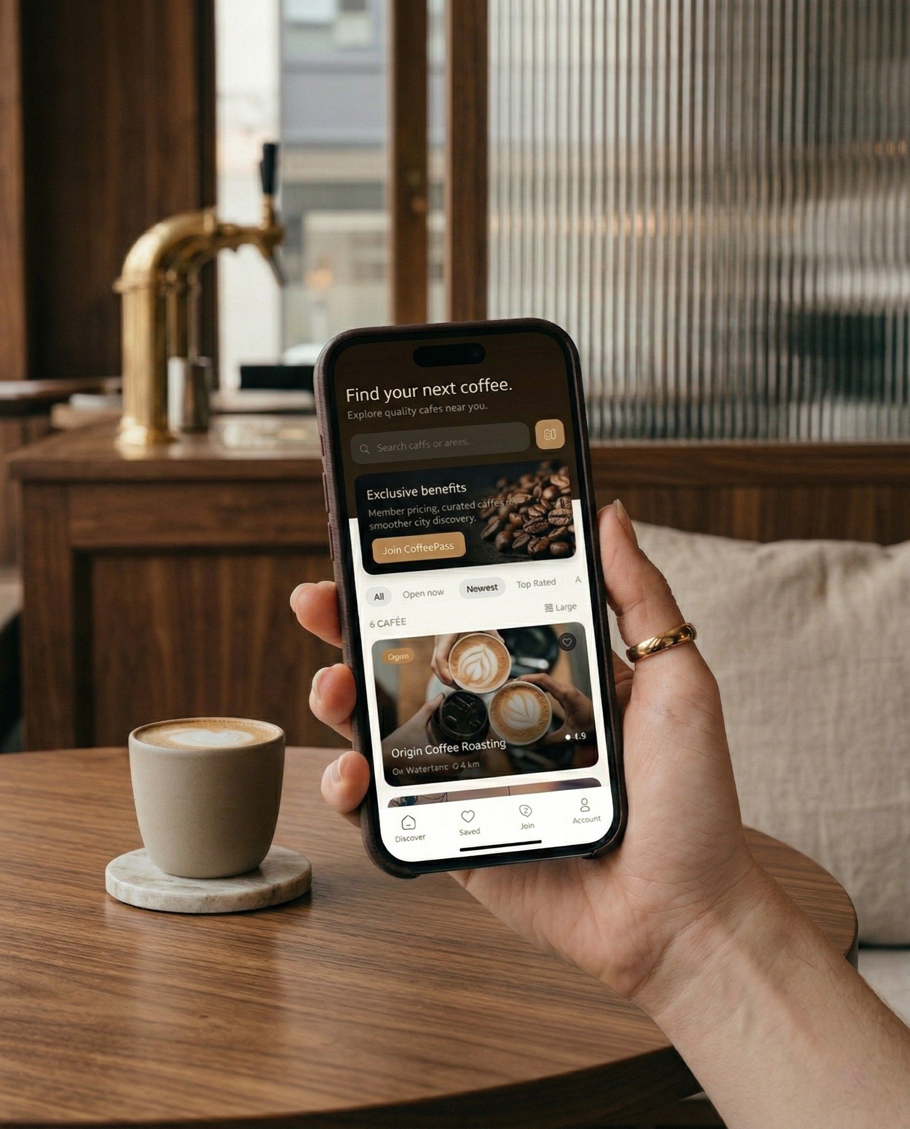 CoffeePass app — discover quality cafés near you